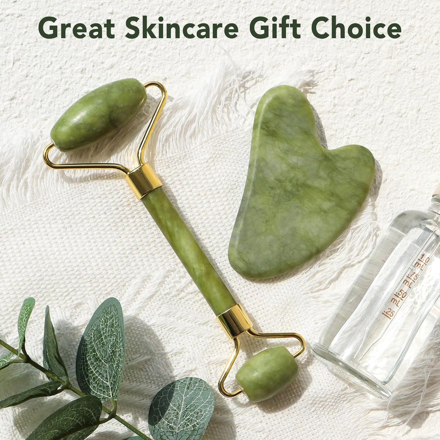 Premium Jade Roller & Gua Sha Facial Massage Set | Natural Skin Care Beauty Tool