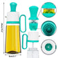 3 in 1 Oil Dispenser Bottle for Kitchen with Brush Glass Spray Bottle 550ml