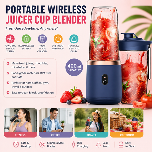 Hexa Blade Juicer Rechargeable Mini Automatic Electric Juicer 2in1